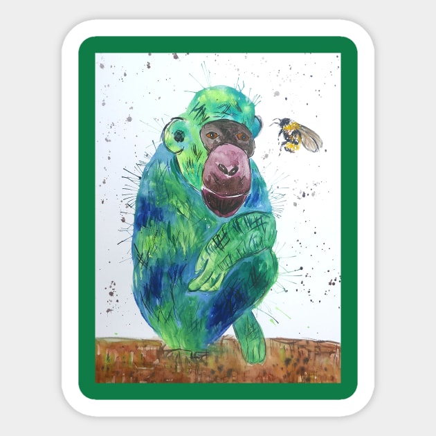 Bumble bee talking to a Green Ape Sticker by Casimirasquirkyart